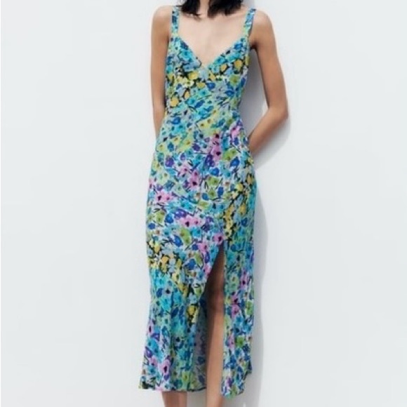 Zara Dresses & Skirts - Zara Floral Printed Satin Dress